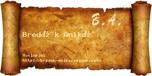 Bredák Anikó névjegykártya